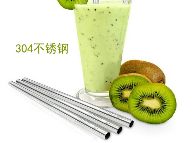 Environmental Drink 8Mm Diameter Stainless Steel Suction Succinate Suction Jelly Straw Pearl Milk Tea Straight Straw