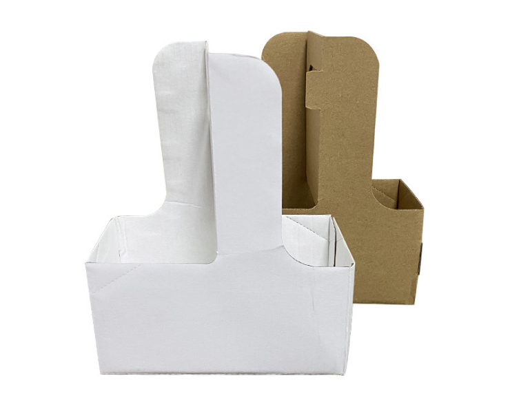(Box/200 Pcs) Environmental Protection Kraftpaper Cup Holder Coffee Milk Tea Takeout Packaging Cup Holder (Door Delivery Included)