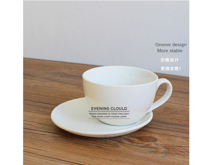 歐式陶瓷杯碟套裝 咖啡拿鐵杯大容量早餐麥片杯子點心盤