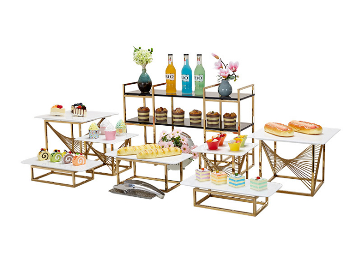 欧式金色果盘糕点架 新型旋线甜品架 创意冷餐宴会茶歇甜品台展示架