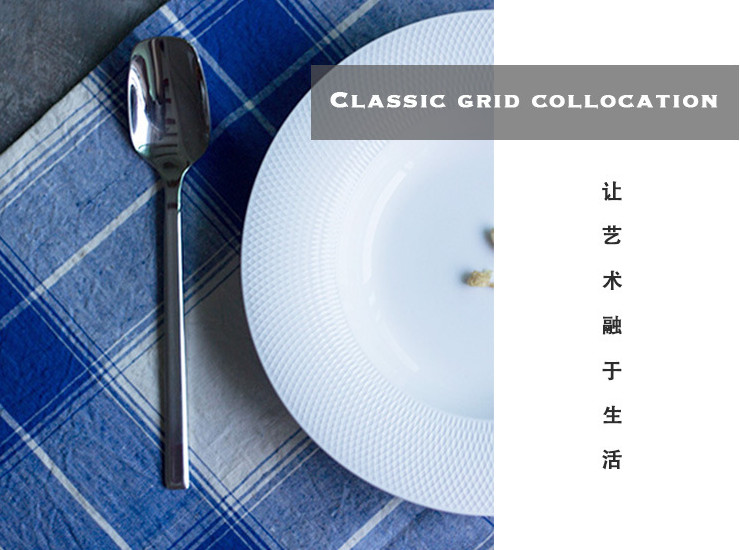 歐式純白陶瓷網格圓形西餐盤意面盤 簡約強化瓷酒店餐廳