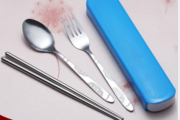 Super Specials Easy-carry Stainless Steel Tableware Three Sets Chopsticks Spoon Fork