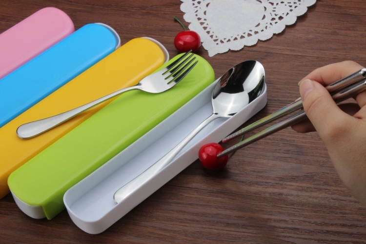 Travel Stainless Steel Fork Spoon Chopsticks Three SetsSet