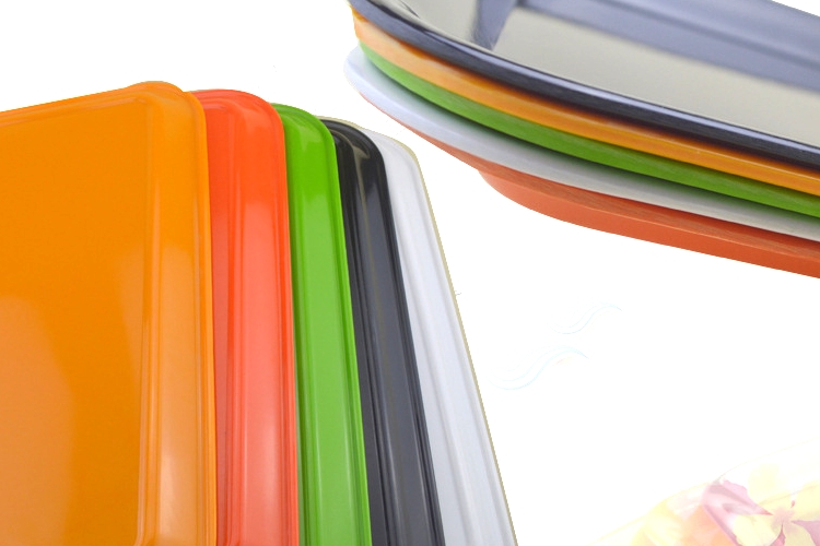 長方形塑料快餐托盤 彩色塑料端菜盤