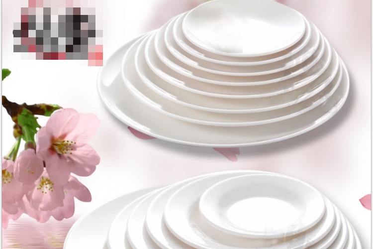 A5 Melamine Tableware White Round Dish