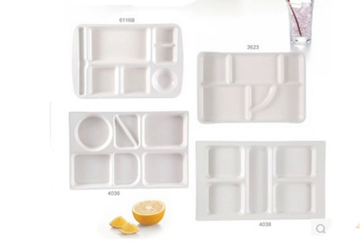 Melamine Ceramic-like Tableware Canteen Cell-partitioned Fast-food Tray of 5 Cells