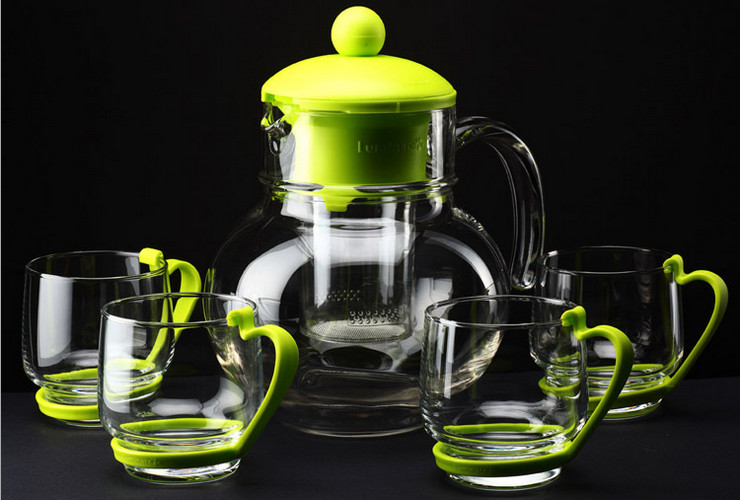法國樂美雅鋼化玻璃涼水壺水杯 水具套裝5件套