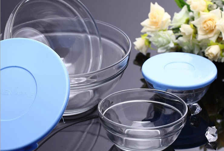 带盖耐热玻璃碗 保鲜碗 饭盒 五件套 微波炉 冰箱适用