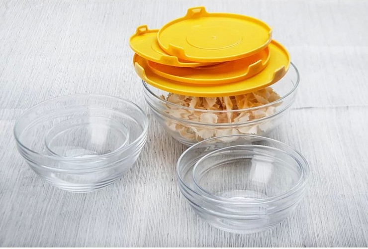 帶蓋耐熱玻璃碗 保鮮碗 飯盒 五件套 微波爐 冰箱適用