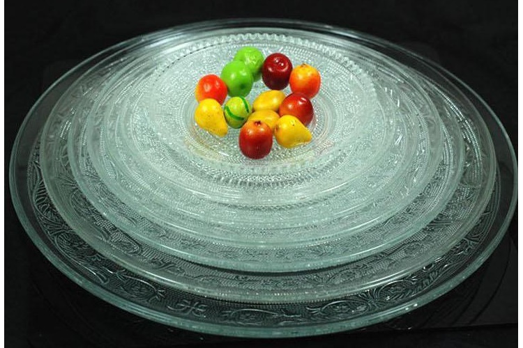 Glass Snack Plate Cold Food Plate KTV Use Ftuit Tray Transparent Salad Plate Cake Tray
