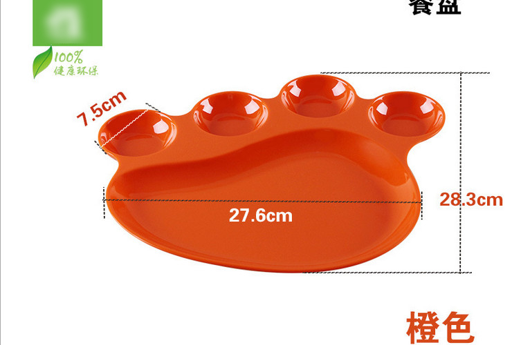 High-class A5 Melamine Ceramic-like Colorful Children Kids 5-Cell Meal Plate