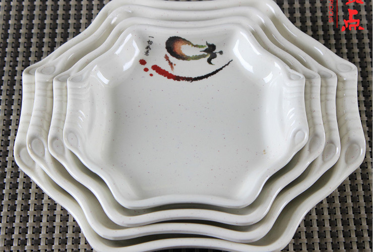 A5 Melamine Ceramic-like Tableware Eggplant-pattern Dot Plate Irregular Plate Fish Plate