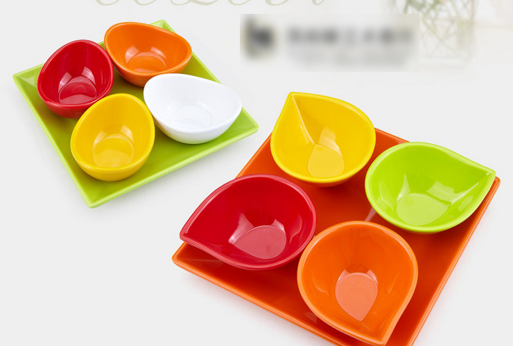 High-class A5 Melamine Ceramic-like Colorful Dessert Tableware Water-drop-shaped Bowl Small Food Bowl