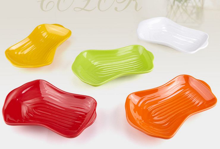 High-class A5 Melamine Ceramic-like Colorful Cabbage-leave-shaped Small Food Plate