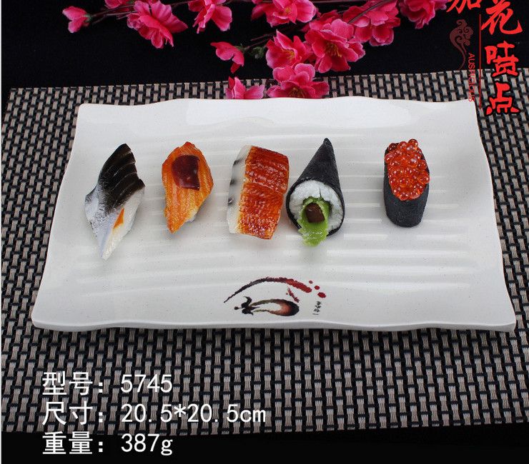 A5 Melamine Ceramic-like Tableware Eggplant-pattern Dot Line-pattern Rectangular Plate DimSum Plate Sushi Plate