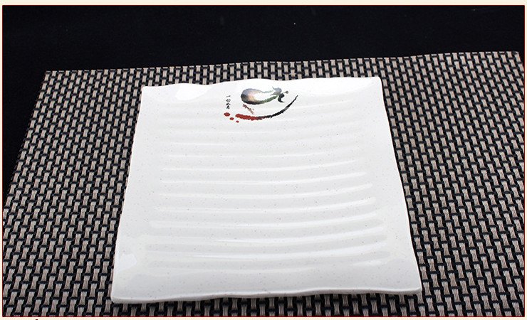 A5 Melamine Ceramic-like Tableware Eggplant-pattern Dot Line-pattern Rectangular Plate DimSum Plate Sushi Plate