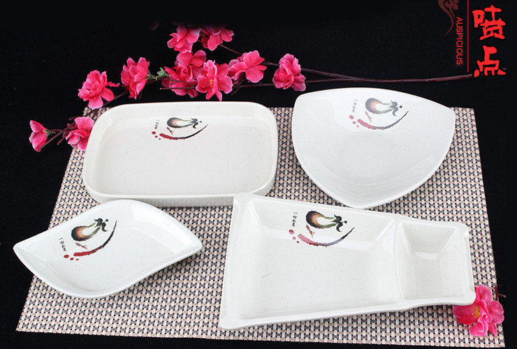 A5 Melamine Ceramic-like Tableware Eggplant-pattern Dot Waist Plate Rectangular Plate Sushi Plate