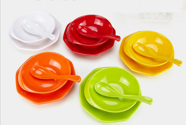 高檔A5密胺仿瓷彩色創意帽子型 湯勺碟子糖水碗套裝