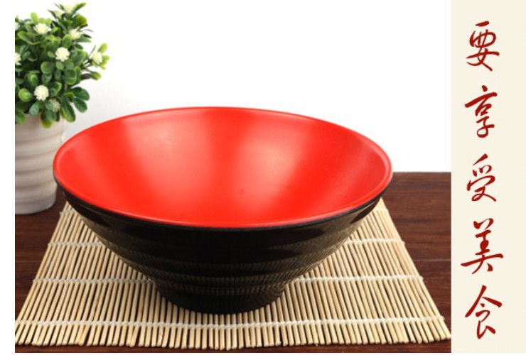 高档A5密胺仿瓷彩色红黑日式拉面碗 汤碗