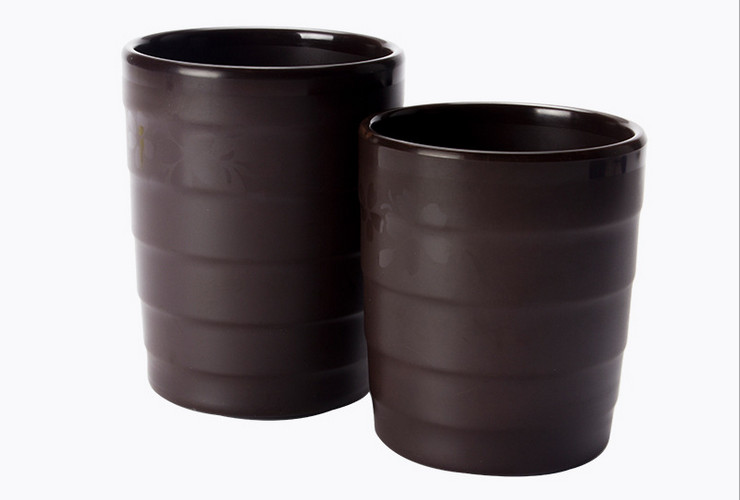 High-class A5 Melamine Brown Matte Cherry Ceramic-like Drink Cup Screw-pattern Water Wine Cup