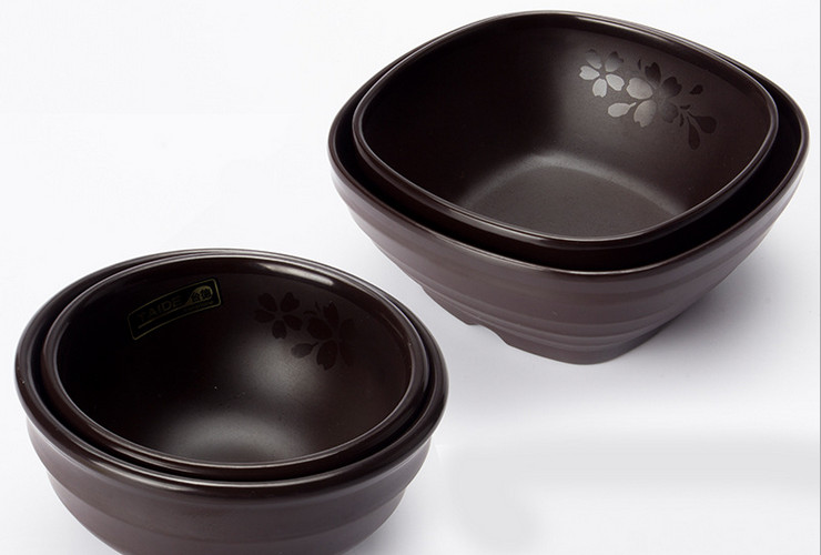 High-class A5 Melamine Brown Matte Cherry Ceramic-like Rice Bowl Fast-food Shop Small Bowl