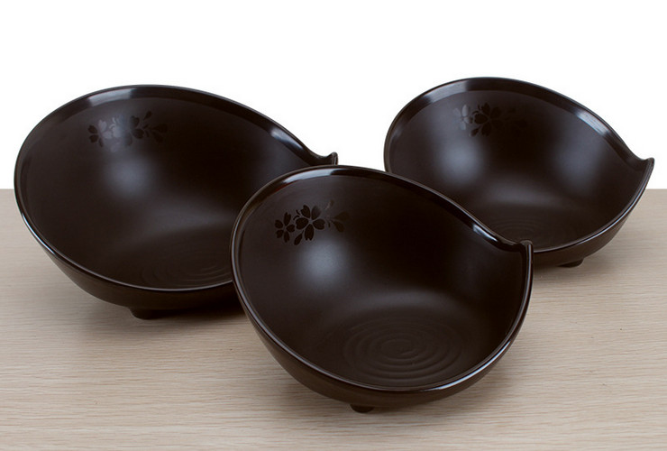 High-class A5 Melamine Brown Matte Cherry Ceramic-like Irregular-shape Bowl