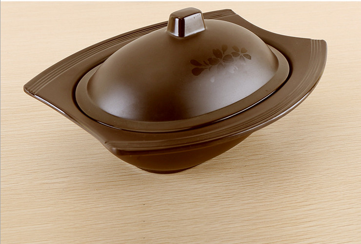 高檔A5棕色密胺磨砂櫻花仿瓷塑料碗泡麵碗帶蓋碗