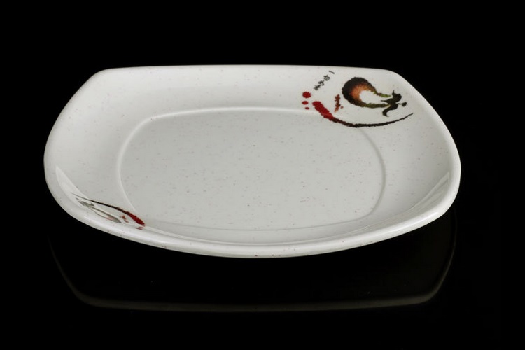 A5 Melamine Ceramic-imitated Square Round Plate Restaurant Hotel Scientific Porcelain Food Dish Plate
