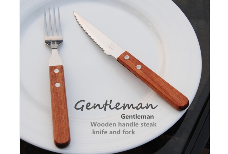 Rosewood Birdwood Handle Stainless High-class Knife Fork Set