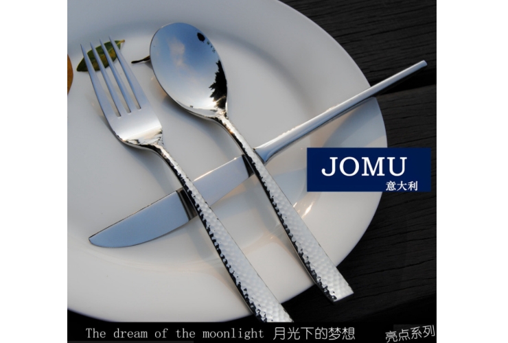 JOMU 蓮花錘點刀叉更 高檔304不銹鋼鍍金牛排刀叉餐具