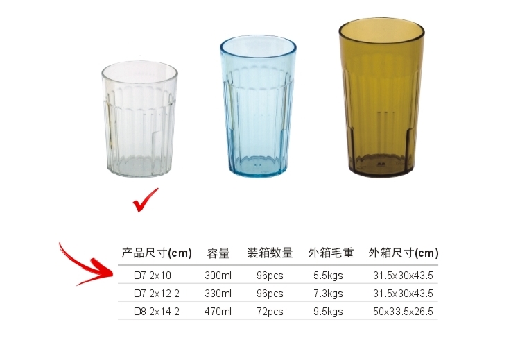 AS Plastic Glass-like Stripe-pattern Drinks Tumbler 300ml