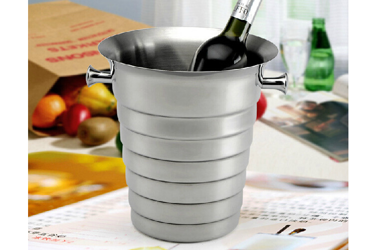 High-class Screw-pattern Stainless Steel Single-layer Champagne Ice Bucket 5L