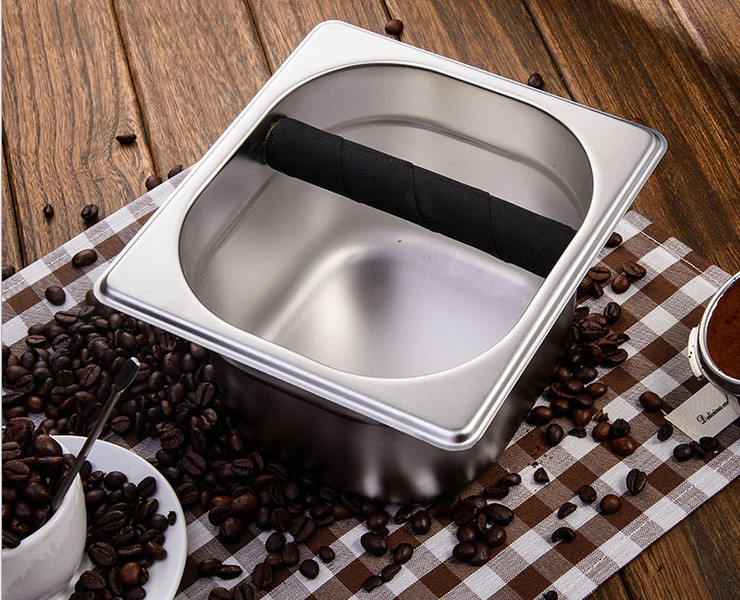 不銹鋼專業咖啡粉渣桶 咖啡粉渣盒 敲渣實用金屬廢渣盒