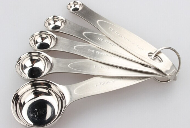 304不锈钢量勺5件套烘焙用具计量勺实验量匙套装 小勺子