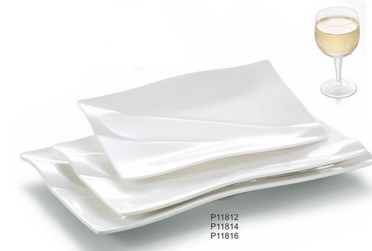 White Ceramics-like Rectangular Plate Sushi Dim Sum Plate