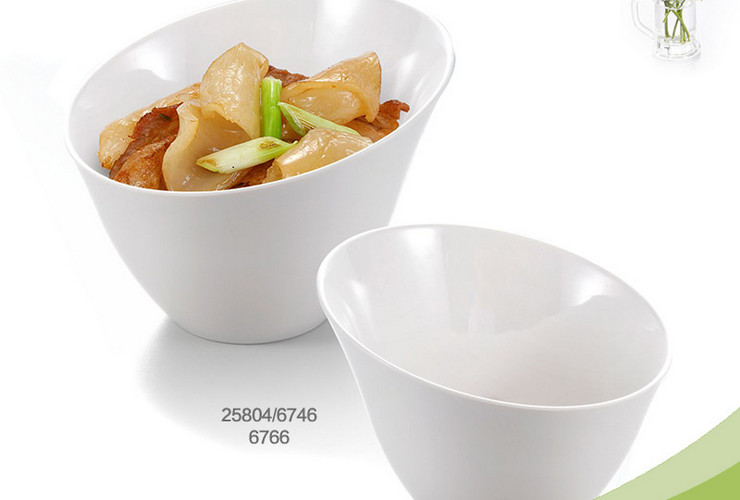 斜口碗密胺白色彩色创意水果蔬菜沙拉火锅大碗生菜桶批发仿瓷餐具