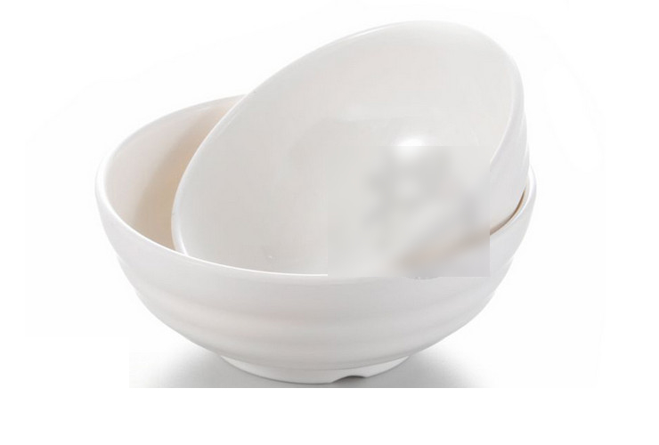 6寸7寸8寸瓷白螺纹碗 美耐皿仿瓷餐具 米饭拉面碗