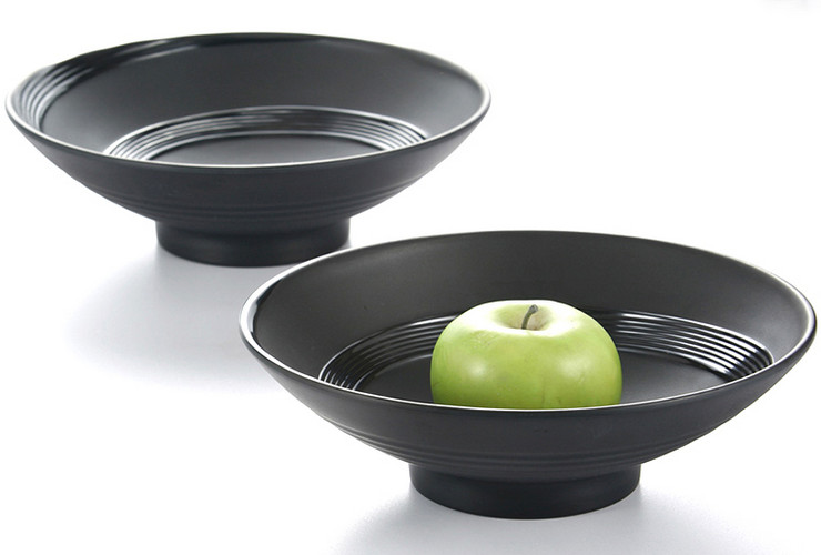 仿瓷黑色磨砂密胺美耐皿碗 大面碗 餐具螺纹碗