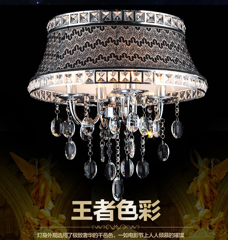 歐式K9水晶絨布藝led節能吸頂燈 餐廳吊燈