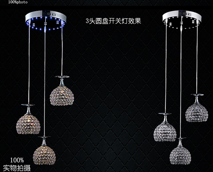 餐廳吊燈LED燈具 現代水晶餐廳吊燈 3頭酒杯燈