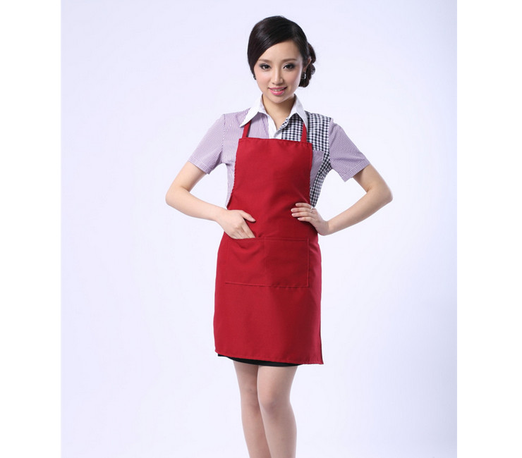 韓版時尚多色圍裙餐廳咖啡美甲店男女服務員工作服