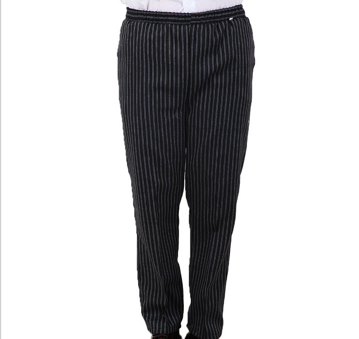 Waiter Waitress Chef Thin-style Stripe Pants Elastic-band Waist Hotel Workwear