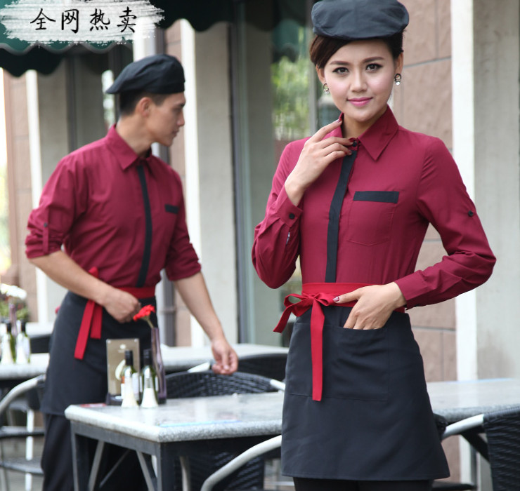 Hotel Restaurant Coffee Shop Floor Workwear Restaurant Floor Uniform Long-sleeve Shirt