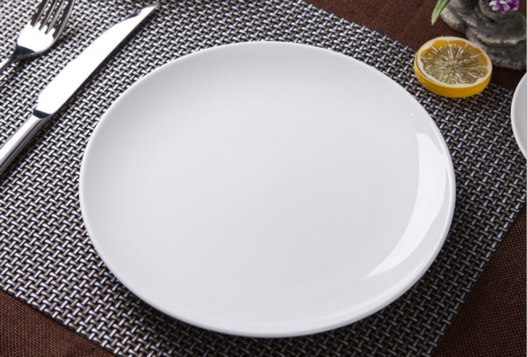 Shallow-type Round Pure White Western Restaurant Steak Plate Bone Plate