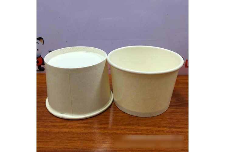 (Box) Disposable Double-coated Paper Ice-cream Bowl Soup Round Paper Bowl 260ml