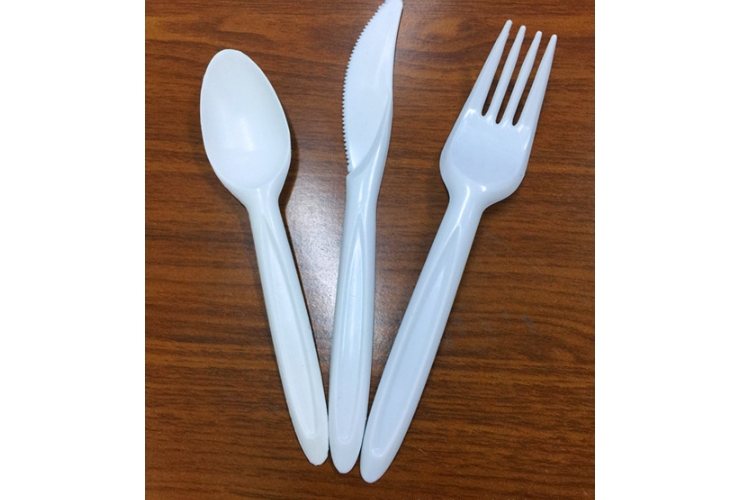 (Box) Disposable White Plastic Knife Fruit Knife West Meal Knife Thickened Knife Fork Spoon