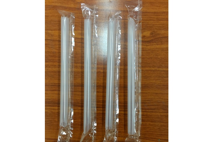 (Box) Disposable Individually Wrapped Plastic Thick Long Beads Milk Tea Straw