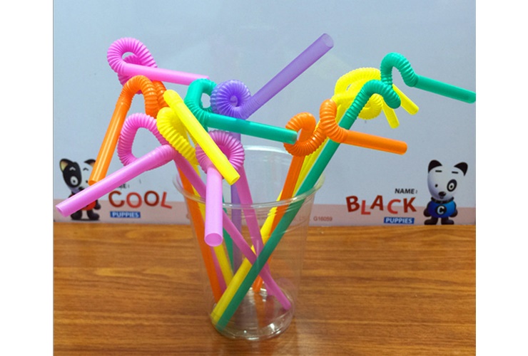 (Box) Disposable Colorful Bendable Lengthened Straws