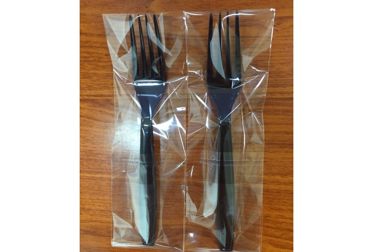 (Box) Disposable Individually Wrapped Plastic Black 7-inch Thickened Fork