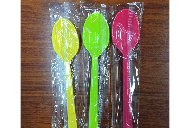 (Box) Disposable Individually Wrapped Plastic Colored 7-inch Thickened Big Spoons